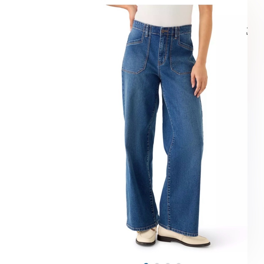 Wonderly Women’s High Rise Pocket Wide Leg Jeans Blue Size 6